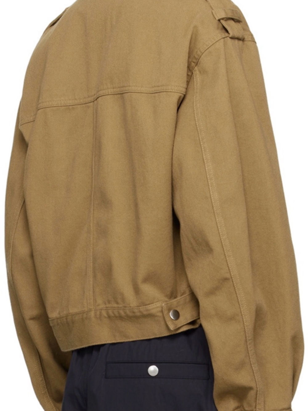Isabel Marant Cropped Khaki Jacket with Dark Brown Collar Size 38\L - Picture 4 of 9